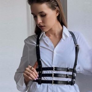 Cinture gotiche fatte a mano in pelle PU per le donne imbracatura pettorale cinturino per bondage abiti punk Harajuku accessori moda cintura regolabile