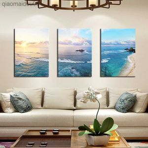 Anpassade vackra havslandskap HD Blue Sea Wave Konsttryck Tapeter Affisch Landskapsbild För Hem Hotell Inredning Drop shipping L230704