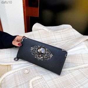 Portafogli lunghi da donna di design di lusso Portafogli stile teschio Portafogli per donna Porta carte da tasca per soldi Portafogli femminili Borsa per telefono L230704