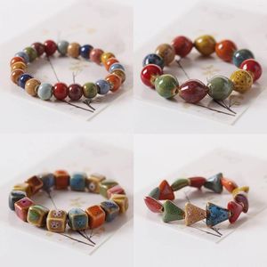 Strand 1 PC Stile etnico Bracciale Smalto Ceramica Perline Bracciali delicati Moda Multicolor Elastico Ama i regali Gioielli