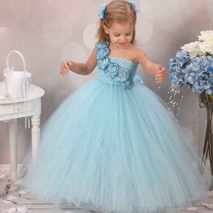 Vestidos para meninas Vestido azul para meninas Flor Causal Vestido tutu para meninas Aniversário Performance de casamento Roupas infantis para meninas Tamanho 2-10YHKD230712