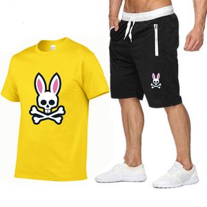 Träningsoveraller för män Utomhussport Jogging Kortärmad kostym Ghost Rabbit Print Bomulls T-shirt Shorts Sommar Casual Dam 230711