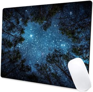 Starry Night Forest Mouse Pad Design personalizado Quadrado à prova d'água Mouse Pads Base de borracha antiderrapante MousePads 9,5 x 7,9 x 0,12 polegadas