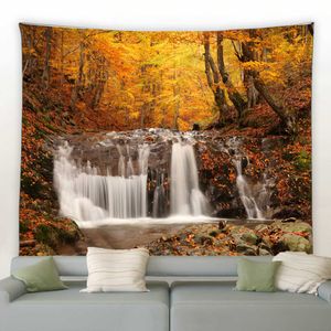 Tapestries Customizable Autumn Forest Stream Landscape Tapestry Wall Hanging Wall Tapestry Wall Decor Tapestry Wall Rug