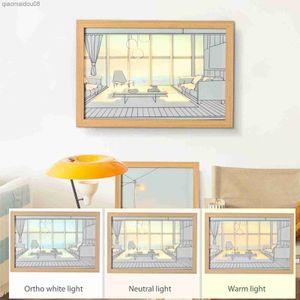 Acrylic LED Glowing Photo Frame 3-speed Dimmable Decorative Painting Night Light Ornament Wall Art Gift for Home Office Bedroom L230704