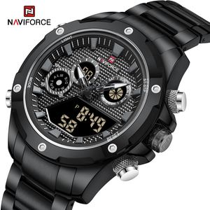 Оригинальные бренд Naviforce Luxury Watches for Men Quartz Fashion Digital Bristwatch Steel Band военные спортивные водонепроницаемые часы