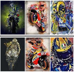 3pcs 금속 표지 Moto GP Marc-Marquez Racer Graffiti Art Art Retro Kraft Tin Signs Signs 40/20x30cm 빈티지 룸 바 카페 장식 벽 L230704