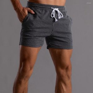 Shorts masculinos 2023 moda masculina listrado suor cintura elástica jogger roupas esportivas de verão roupas de treino respiram corrida