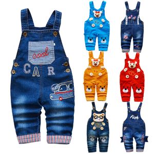 Macacão Bebê Meninos Macacão Jeans Infantis Calças Bib Jeans Desenhos Animados Roupas Meninas Macacões Longos Crianças Suspensórios JYF 230711