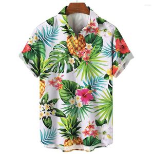 Men's Casual Shirts Hawaiian Shirt 3d Botanical Print Short Sleeve Summer Fashion T-Shirt For Men Tops Oversized