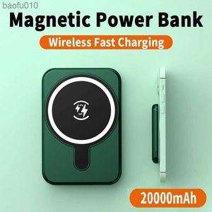Magnetyczne bezprzewodowe szybkie ładowanie Power Bank przenośna ładowarka 20000mAh Mini szybkie ładowanie ładowarka zewnętrzna do 12 13 14 L230712
