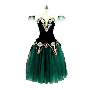 Сценический износ бархатный черный зеленый золотой романтический балет DUTU Длинное платье для Raymonda Girls Balleerina Professional Performance Stage Cos2827