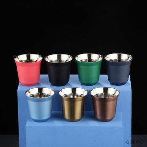 Mugs Double Wall Stainless Steel Espresso Cup Insulation Coffee CupShape Cute Capsule Thermo Cup Coffee Mugs 80ml R230712