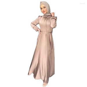 Roupas étnicas Gaun Cetim Hijab Moda Muçulmana Ramadhan Abaya Dubai Turki Maxi Afrika Árabe Untuk Wanita Jubah Pakaian Islam