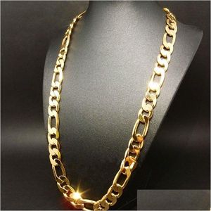 Hängen Nya Heavy 94G 12Mm 24K Gul Solid Guldfylld Herrhalsband Curb Chain Smycken Drop Delivery Hemma Trädgård Konst Hantverk Dh4H2