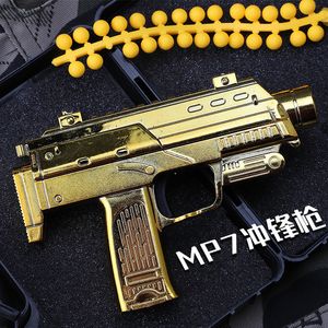 Gun Toys MP7 M10 MINI Sploy Toy Gun Model Pistol Gold Bullet Can Roots Submachine Gun Toy for Kids 230712