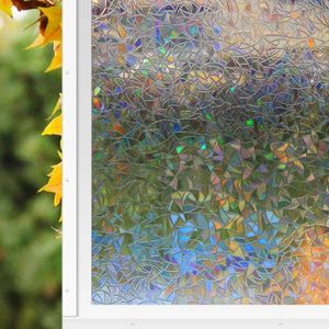 Window Film AntiUV Privacy 3D Rainbow Effect Static Cling NonAdhesive Decorative Glass Stickers for Home Office Bedroom Doors 230711