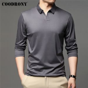 Herren Polos COODRONY Marke Frühling Herbst Ankünfte Hohe Qualität 100% Weiche Baumwolle Mode Kragen Langarm Polo-Shirt Männer Kleidung C5047 230711