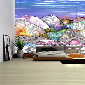 Wandteppiche Berg rollende Seelandschaft Wandteppich Kunst Wandbehang Strandtuch Mandala dekorative dünne Decke Yoga