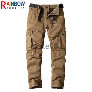 Calças masculinas Rainbowtouches Cargo Pants New Casual Fashion Sports Training Outdoor Trousers Mens Military Pocket Solid Straight Tactical Pant J230712