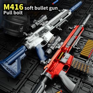 Pistola de brinquedo M416 Shell jogando ejetando pistola 98K Airsoft Pistola de bala macia Arma de brinquedo para crianças Blaster Shoot Outdoor Game Boys 230712