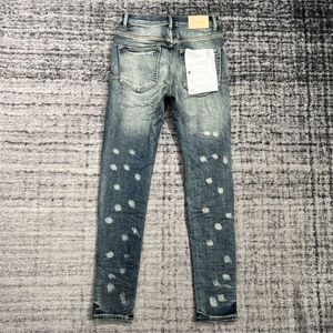 Jeans Tasarımcı Kot Purple Erkekler İnce Fit Biker Jeans, Yırtık Stretch Sıkıntılı Yıkılmış Düz Bacak Moto Kot Pantolon Trendi GZ