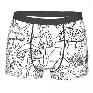 Underpants All The Mushrooms On White Cottagecore Rural Aesthetic Homme Panties Men's Underwear Print Shorts Boxer Briefs