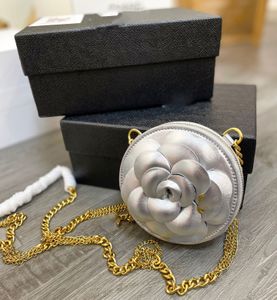 lyxig crossbody väska små myntväskor designer damväska mode axelväska lyx 3D hantverk Camellia blomma form Kedjeväska i äkta läder 12*12cm