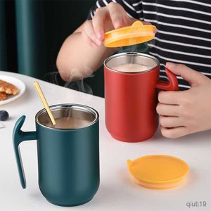 Tassen 550 ml Thermosbecher Große Kapazität Edelstahlbecher mit Deckel Kaffee Milch Tasse Abnehmbarer waschbarer Tee Kaffeebecher Geschenk R230712