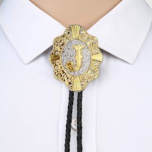 Bolo Ties Buchstabe ABCDEFG-Z Bolotie für Herren, indischer Cowboy, Western, Cowgirl, Lederseil, Zinklegierung, Krawatte 230712