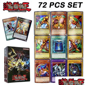 Giochi di carte 72Pcs Yugioh Lettera olografica in inglese Dark Magician Girl Blue Eyes Collection Yu Gi Oh Xyz Monster Trading Game Drop Dhjkd