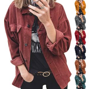 New 2023 autumn Blouses Corduroy button down cardigan long sleeve Women's Shirts lapel loose thickened shirt woman's wear