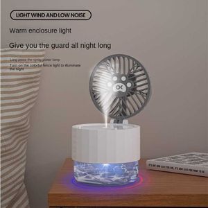 Electric Fans New Nano Spray Water Replenisher Fan Colorful Night Light Humidifier Folding Fan USB Rechargeable Home Office Mute Desktop Fan
