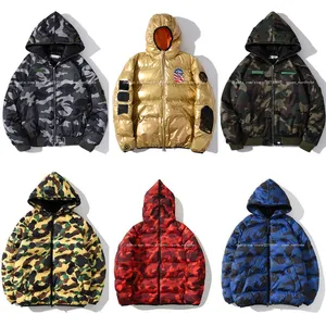 Giacche da uomo Giacca firmata Autunno Piumino imbottito A Bathing Ape Felpe con cappuccio da uomo Designer Felpa con cappuccio con zip Mens Streetwear Giacche Uomo Vestiti imbottiti in cotone