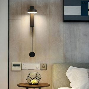 Vägglampa Minimalistisk Kreativt LED-ljus Sovrumsbakgrund Sconce Vridbart huvud med strömbrytare Sängbord 110V 220V