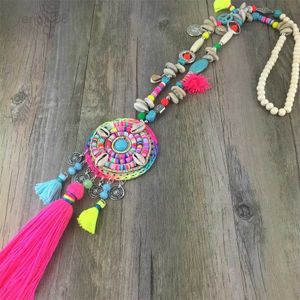 Hänge halsband handgjorda kvinnor lång halsband boho bohemiska halsband tillbehör färgglada vintage etnisk punkstil mode smycken hkd230712