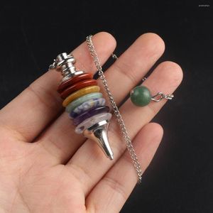 Pendant Necklaces 1pcs Natural Stone Seven Chakra Spiritual Pendulum Healing Crystals Charms For Jewelry Making DIY