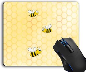 Tappetino per mouse, Happy Bumble Bees Giallo Tappetini per mouse per computer Accessori da scrivania Base in gomma antiscivolo, Tappetino per mouse per mouse portatile