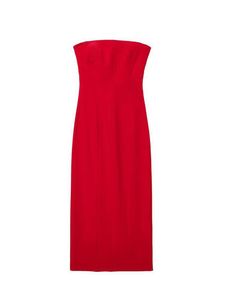 Takım Seksi Kırmızı Korse Orta Elbiseler Kadın Zarif Kolsuz Kapalı Omuz Karışım Elbiseler 2023 İlkbahar Yaz High Street Outwear Vestidos