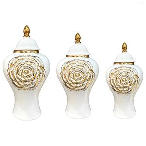 Bottiglie di stoccaggio barattolo vaso in ceramica con coperchio decorazione soggiorno fine tavolo da glassa tavola floreale fiore moderno