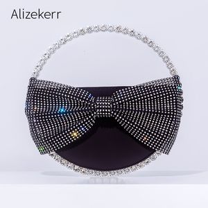 Evening Bags Round Bow Diamond Evening Bag Women's Party Sparkling Crystal Clutch Wallet and Handbag Designer Luxury Wallet High Quality 230713