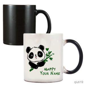 Mugs Custom Printed Cute Panda Personalised Name Text Ceramic Creative 11oz Girl Boy Kids Gift Milk Coffee Mug R230713