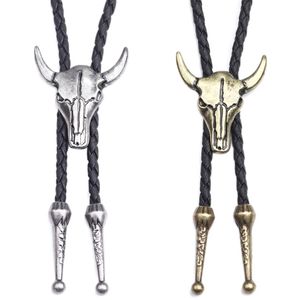 Fashion Mens Leather Cow Head Bolo Tie Necklace Jewelry Retro Western Cowboy Mens Gifts Necktie Men Accessories251G