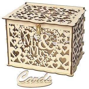 Other Event Party Supplies Wedding Card Boxes Wooden Box Wedding Decoration Supplies DIY Couple Deer Bird Flower Pattern Grid Invitation Gift Business Card 230712