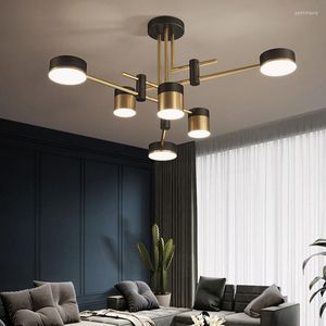 Kronleuchter Moderne Kronleuchter Suspension Schlafzimmer Wohnzimmer LED Hause Lampe 3 Farbe Dimmbar 4/6/8 Köpfe Schwarz Gold Beleuchtung befestigungen