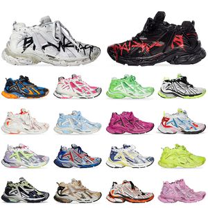 Lyxmärke Balenciga Paris Designer Runner 7.0 Kvinnor Män Tjock Soled Sports Casual Shoes Track Runners Black White Pink Bourgogne Graffiti Jogging Vandring Storlek 35-46