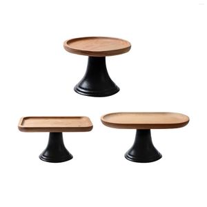 Plates Wooden Cake Stands Serving Trays Kitchen Platter Tray Pedestal Display For Table Housewarming Graduation Party Holiday