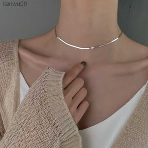 925 Sterling Silver ClaVicle Chain Necklace For Women Snake Bone Chain Charm Choker Boho Fashion Jewelry Gift Trendy Accessories L230704