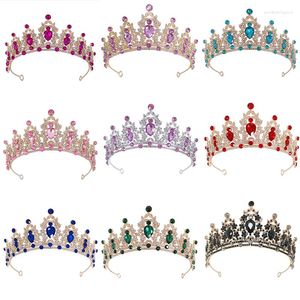 Kopfbedeckungen Mode Kristallkrone Buntes Strassstein Braut Hochzeit Haar Accessoires Queen Pincess Diadems Party Festzler Frauen Schmuck