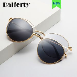 Sonnenbrille Ralferty Herren Damen Brille 2-in-1 Clip-On-Brillen-Set, runde Magnet-Sonnenbrille, Anti-UVA-UVB-Metall-Brillenrahmen, verschreibungspflichtig 230713